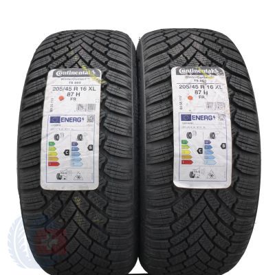 Opony 205/45 R16 2x CONTINENTAL 87H XL WinterContact TS860 Zimowe 2021 Jak Nowe Nieużywane