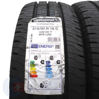 2. Opony 215/60 R16C 4x CONTINENTAL 103/101T ContiVanContact eco Letnie 2021 Jak Nowe