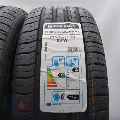 3. Opony 215/55 R16 4x CONTINENTAL 93W ContiPremiumContact 5 Letnie 2020 Nieużywane 