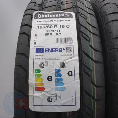 2. Opony 195/60 R16C 2x CONTINENTAL 99/97H ContiVanContact 100 Letnie 2023 Nieużywane