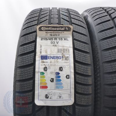 2. Opony 215/45 R18 2x CONTINENTAL 93V XL WinterContact TS 870 P Zimowe 2022/23 