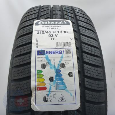 Opona 215/45 R18 1x CONTINENTAL 93V XL WinterContact Ts870P Zimowa 2023 Nieużywana