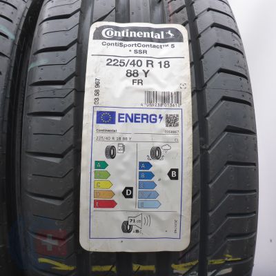 2. Opony 225/40 R18 2x CONTINENTAL 88Y XL ContiSportContact 5 RunFlat BMW Letnie 2022 Nieużywane