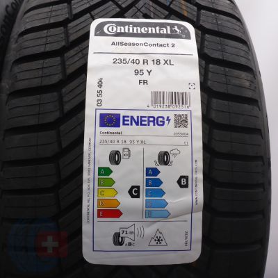 2. Opony 235/40 R18 4x CONTINENTAL 95Y XL AllSeasonContact 2 Wielosezonowe 2025 Nieużywane