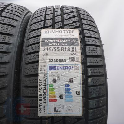 3. Opony 215/55 R18 2x KUMHO 99H XL WinterCraft WS71 SUV Zimowe 2021 Nieużwyane 