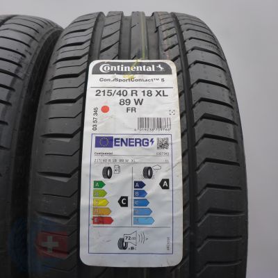 3. Opony 215/40 R18 2x CONTINENTAL 89W XL ContiSportContact 5 Letnie 2022 