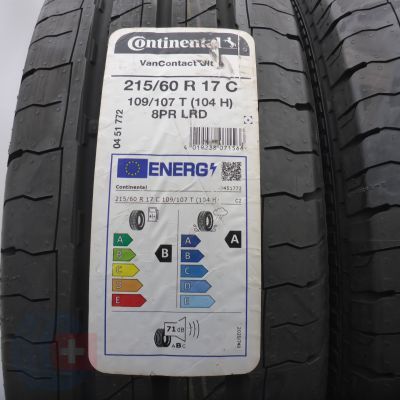 2. Opony 215/60 R17C 2x CONTINENTAL 109/107T VanContact Ultra Letnie 2022 Nieużywane 