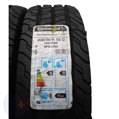 2. Opony 205/70 R15C 4x CONTINENTAL 106/104R ContiVanContact 100 Letnie 2020 Jak Nowe