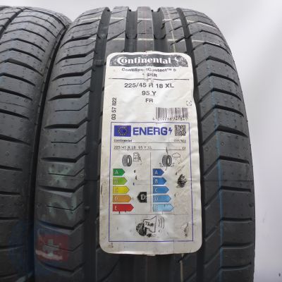 3. Opony 225/45 R18 2x CONTINENTAL 95Y XL BMW ContiSportContact 5 Letnie 2024 