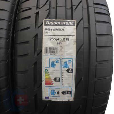 2. 4 x BRIDGESTONE 255/45 R18 99Y Potenza S001 Lato 2017 Jak Nowe