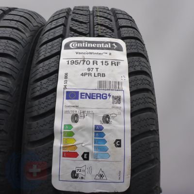 2. Opony 195/70 R15 2x CONTINENTAL 97T VancoWinter2 Zimowe 2022 Nieużywane