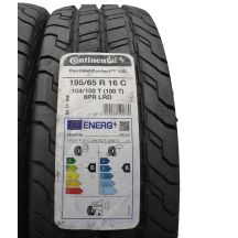 2. Opony 195/65 R16C 4x CONTINENTAL 104/102T ContiVanContact 100 Letnie 2021/22 Jak Nowe