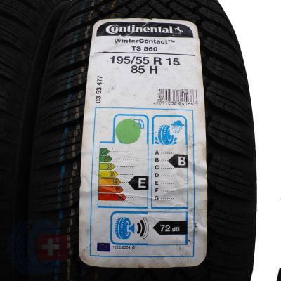 4. 4 x CONTINENTAL 195/55 R15 85H WinterContact TS860 Zima 2020 Jak Nowe Nieużywane 