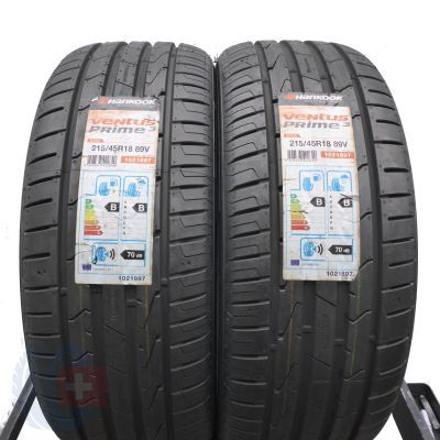 3. Opony 4x HANKOOK 215/45 R18 89V Ventus Prime 3 K125 Letnie 2018, 2021 Jak Nowe Nieużywane 